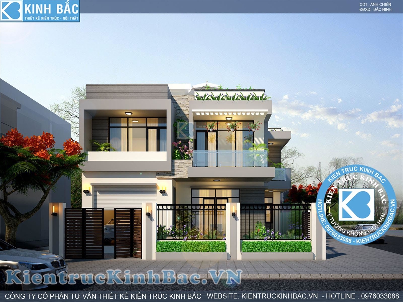 Thiết kế biệt thự hiện đại 2 tầng tại Bắc Ninh
