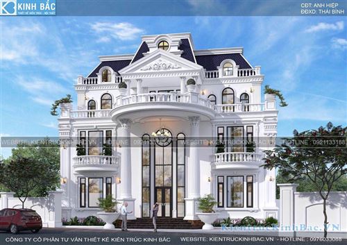 Thiết kế biệt thự tân cổ điển 3 tầng tại Thái Bình KT02819