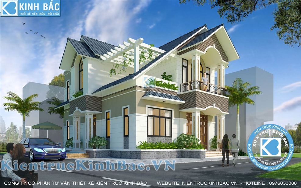 Mẫu nhà 2 tầng đẹp mái thái